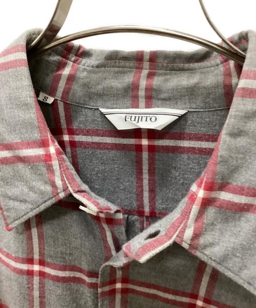 FUJITO（フジト）FUJITO (フジト) チェックシャツ レッド×グレー サイズ:Sの古着・服飾アイテム