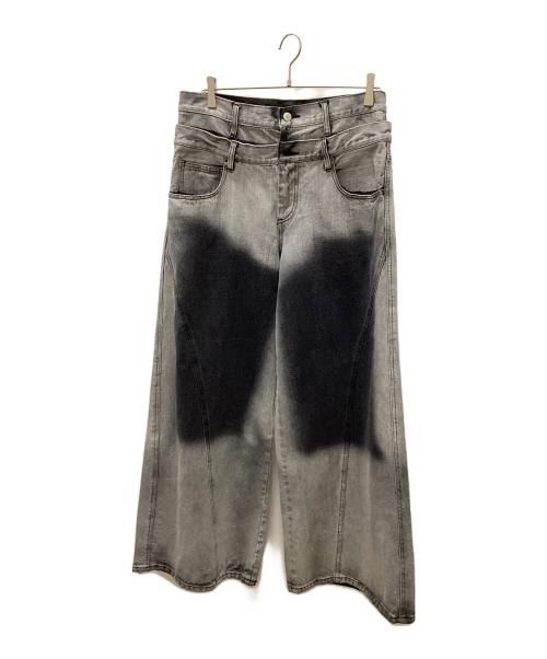 Nebula Fusion（ネビュラ フュージョン）Nebula Fusion (ネビュラ フュージョン) 13oz denim double waist baggy pants ブラック サイズ:Lの古着・服飾アイテム