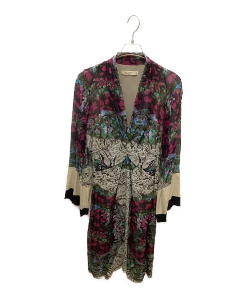 ETRO（エトロ）ETRO (エトロ) シルクワンピース パープル×ベージュ サイズ:44の古着・服飾アイテム