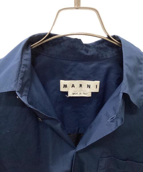 MARNI（マルニ）MARNI (マルニ) 切替オーバーサイズコットンシャツ ネイビー サイズ:46の古着・服飾アイテム