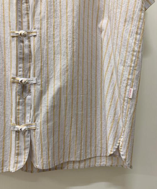 kirime（キリメ）KIRIME (キリメ) チャイナボタンベースボールシャツ ラベンダー×イエロー サイズ:XLの古着・服飾アイテム
