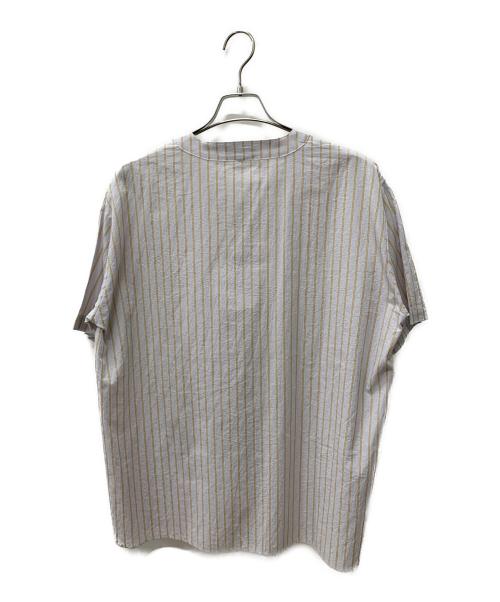 kirime（キリメ）KIRIME (キリメ) チャイナボタンベースボールシャツ ラベンダー×イエロー サイズ:XLの古着・服飾アイテム