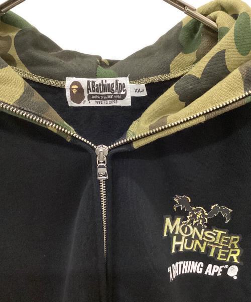 A BATHING APE（ア ベイシング エイプ）A BATHING APE (ア ベイシング エイプ) モンスターハンター (モンスターハンター) Wジップパーカー ブラック サイズ:XXLの古着・服飾アイテム