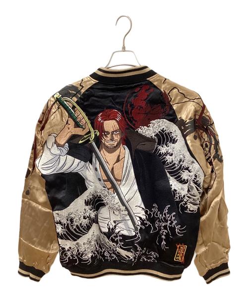 絡繰魂（カラクリタマシイ）絡繰魂 (カラクリダマシイ) ONE PIECE (ワンピース) 赤髪のシャンクス リバ－シブル スカジャン ブラック サイズ:Lの古着・服飾アイテム