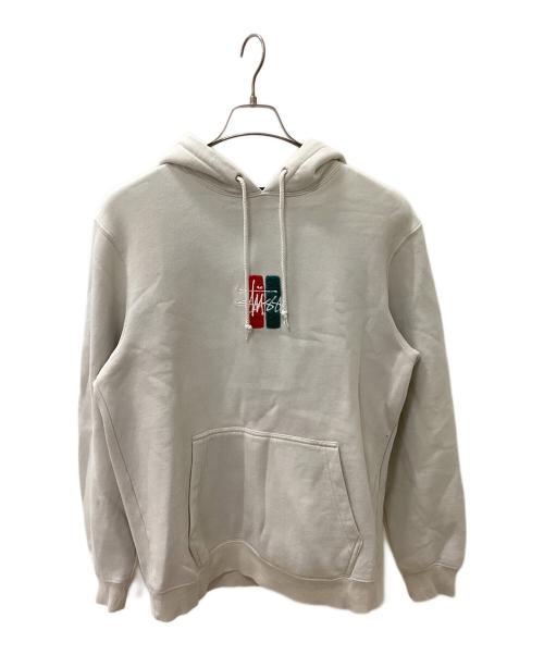 stussy（ステューシー）stussy (ステューシー) Bars Logo Applique Pullover Hoodie ベージュ サイズ:Lの古着・服飾アイテム