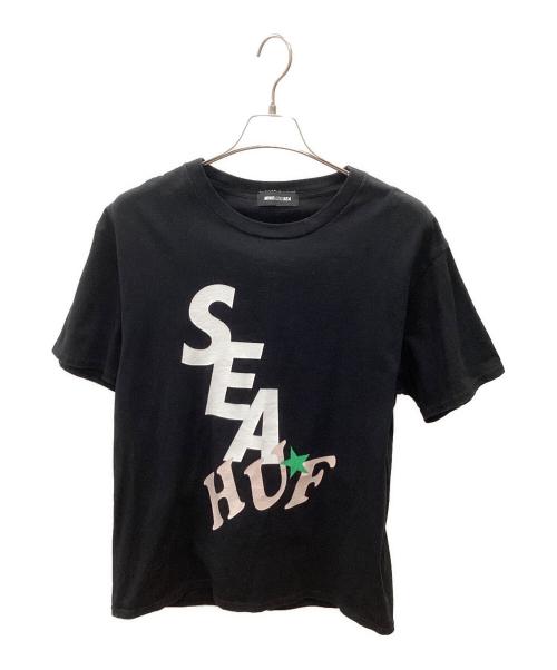 WIND AND SEA（ウィンダンシー）WIND AND SEA (ウィンダンシー) HUF (ハフ) WDS SOLID AND TIE DYE TEE ブラック×ホワイト サイズ:Ｍの古着・服飾アイテム