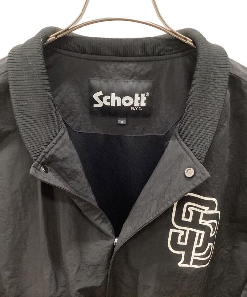 Schott（ショット）Schott (ショット) NYLON VARSITY JACKET ブラック サイズ:XLの古着・服飾アイテム