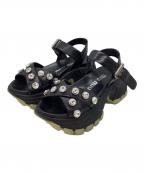 MIU MIUミュウミュウ）の古着「ビジュープラットフォームサンダル」｜ブラック