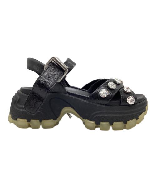 MIU MIU（ミュウミュウ）MIU MIU (ミュウミュウ) ビジュープラットフォームサンダル ブラック サイズ:36の古着・服飾アイテム