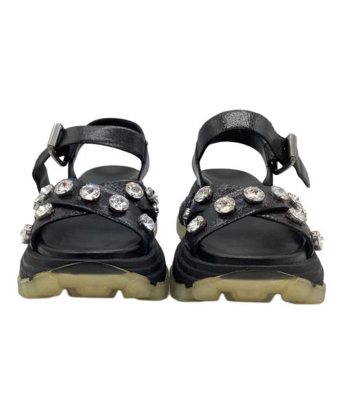 MIU MIU（ミュウミュウ）MIU MIU (ミュウミュウ) ビジュープラットフォームサンダル ブラック サイズ:36の古着・服飾アイテム