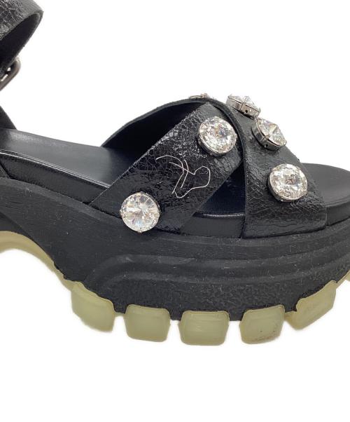 MIU MIU（ミュウミュウ）MIU MIU (ミュウミュウ) ビジュープラットフォームサンダル ブラック サイズ:36の古着・服飾アイテム