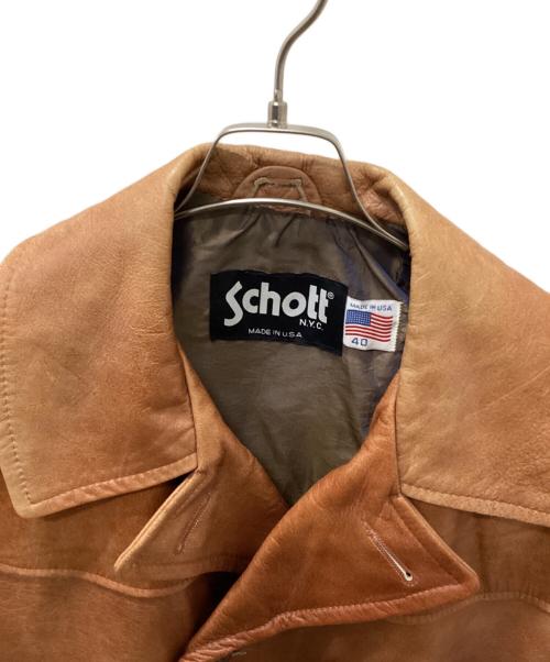 Schott（ショット）Schott (ショット) レザーカーコート ブラウン サイズ:40の古着・服飾アイテム