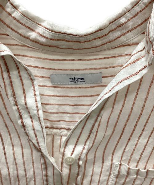 JOURNAL STANDARD relume（ジャーナルスタンダード レリューム）JOURNAL STANDARD relume (ジャーナルスタンダード レリューム) 長袖ブラウス ホワイト×オレンジ サイズ:Fの古着・服飾アイテム