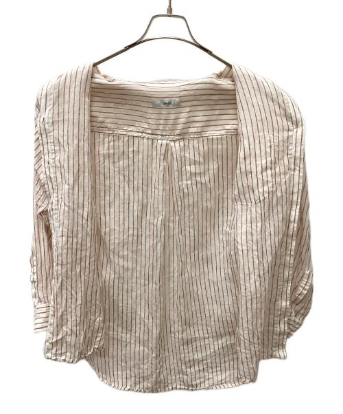 JOURNAL STANDARD relume（ジャーナルスタンダード レリューム）JOURNAL STANDARD relume (ジャーナルスタンダード レリューム) 長袖ブラウス ホワイト×オレンジ サイズ:Fの古着・服飾アイテム