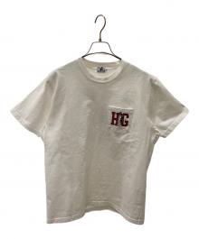 Hysteric Glamour（ヒステリックグラマー）の古着「バックプリント ガール ウーマン ロゴ　ポケットクルーネックTシャツ」｜ホワイト