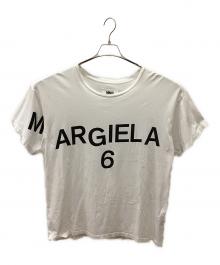 MM6 Maison Margiela（エムエムシックスメゾンマルジェラ）の古着「コットンポプリン ロゴT」｜ホワイト×ブラック