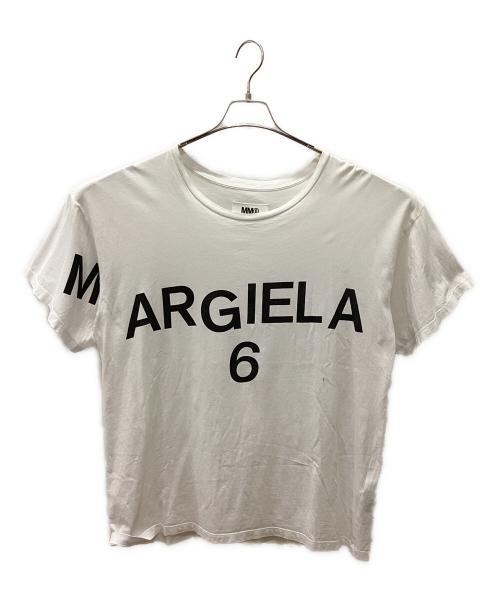 MM6 Maison Margiela（エムエムシックスメゾンマルジェラ）MM6 Maison Margiela (エムエムシックスメゾンマルジェラ) コットンポプリン ロゴT ホワイト×ブラック サイズ:16の古着・服飾アイテム