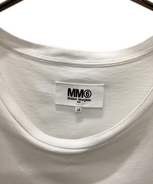MM6 Maison Margiela（エムエムシックスメゾンマルジェラ）MM6 Maison Margiela (エムエムシックスメゾンマルジェラ) コットンポプリン ロゴT ホワイト×ブラック サイズ:16の古着・服飾アイテム