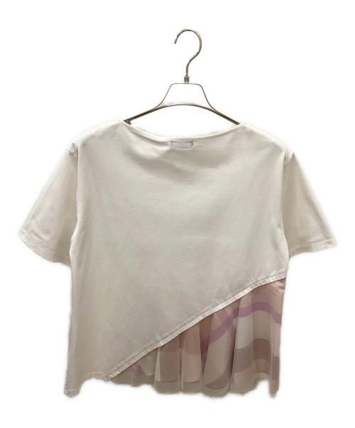 BLUE LABEL CRESTBRIDGE（ブルーレーベルクレストブリッジ）BLUE LABEL CRESTBRIDGE (ブルーレーベルクレストブリッジ) 半袖ブラウス ホワイト×ピンク サイズ:38の古着・服飾アイテム