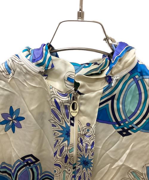 Emilio Pucci（エミリオ プッチ）Emilio Pucci (エミリオ プッチ) 00's 総柄フルジップパーカー ベージュ×ブルー サイズ:34の古着・服飾アイテム