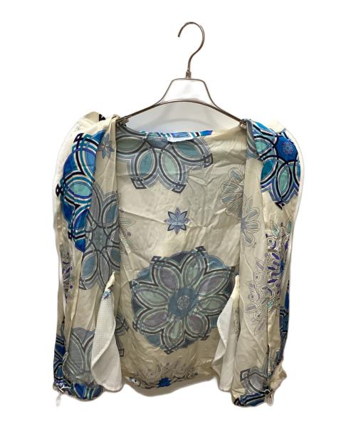 Emilio Pucci（エミリオ プッチ）Emilio Pucci (エミリオ プッチ) 00's 総柄フルジップパーカー ベージュ×ブルー サイズ:34の古着・服飾アイテム