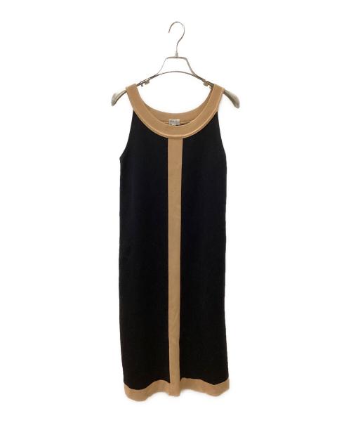 FOXEY BOUTIQUE（フォクシー ブティック）FOXEY BOUTIQUE (フォクシー ブティック) ノースリーブワンピース ブラック×ベージュ サイズ:38の古着・服飾アイテム