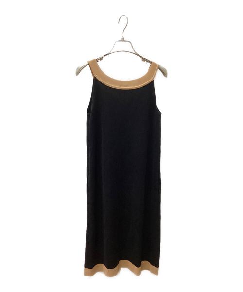 FOXEY BOUTIQUE（フォクシー ブティック）FOXEY BOUTIQUE (フォクシー ブティック) ノースリーブワンピース ブラック×ベージュ サイズ:38の古着・服飾アイテム
