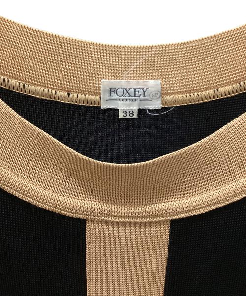 FOXEY BOUTIQUE（フォクシー ブティック）FOXEY BOUTIQUE (フォクシー ブティック) ノースリーブワンピース ブラック×ベージュ サイズ:38の古着・服飾アイテム