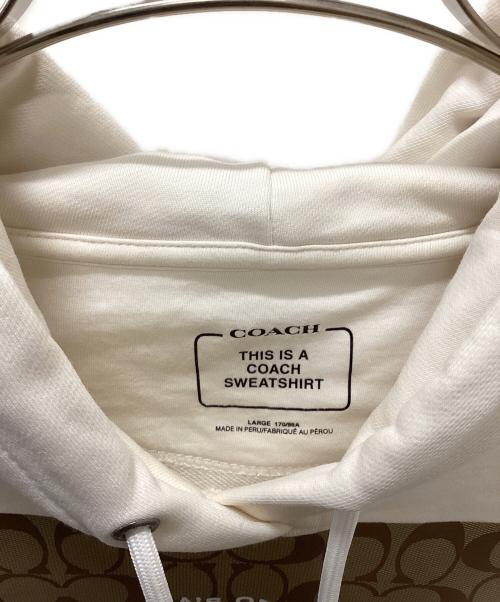 COACH（コーチ）COACH (コーチ) シグネチャーフーディー ホワイト サイズ:LARGEの古着・服飾アイテム