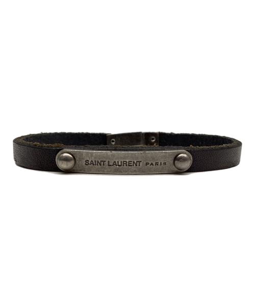 Saint Laurent Paris（サンローランパリ）Saint Laurent Paris (サンローランパリ) ID プレートブレスレット ブラックの古着・服飾アイテム