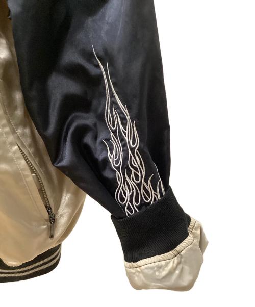 HARLEY-DAVIDSON（ハーレーダビッドソン）HARLEY-DAVIDSON (ハーレーダビッドソン) バック刺繍スカジャン ベージュ×ブラック サイズ:Mの古着・服飾アイテム