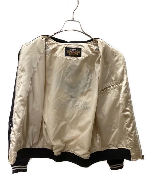 HARLEY-DAVIDSON（ハーレーダビッドソン）HARLEY-DAVIDSON (ハーレーダビッドソン) バック刺繍スカジャン ベージュ×ブラック サイズ:Mの古着・服飾アイテム