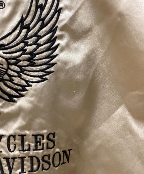 HARLEY-DAVIDSON（ハーレーダビッドソン）HARLEY-DAVIDSON (ハーレーダビッドソン) バック刺繍スカジャン ベージュ×ブラック サイズ:Mの古着・服飾アイテム