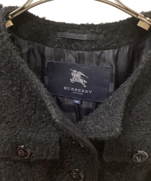 BURBERRY LONDON（バーバリーロンドン）BURBERRY LONDON (バーバリーロンドン) ノーカラーウールコート ブラック サイズ:38の古着・服飾アイテム