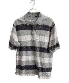 stussy（ステューシー）の古着「ポロシャツ　ペイントボーダー鹿の子ポロシャツ」｜グレー