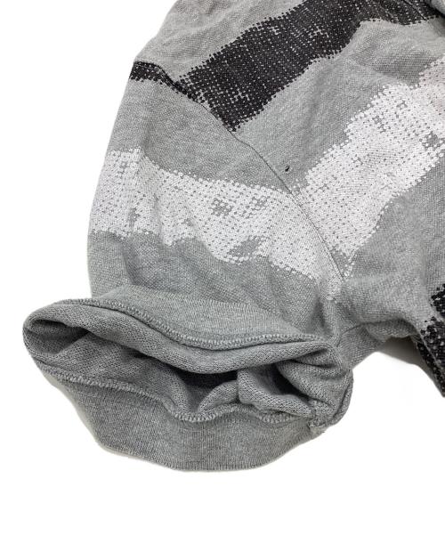 stussy（ステューシー）stussy (ステューシー) ポロシャツ　ペイントボーダー鹿の子ポロシャツ グレー サイズ:Lの古着・服飾アイテム