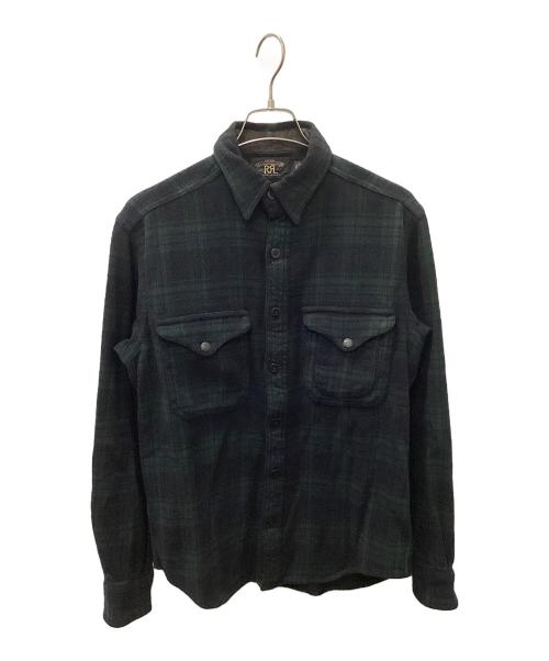 RRL（ダブルアールエル）RRL (ダブルアールエル) 長袖シャツ ネイビー×グリーン サイズ:1の古着・服飾アイテム