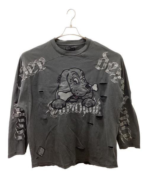 Crutch（クラッチ）Crutch (クラッチ) 病みに染まりしロンTee グレー サイズ:大型犬(XL)の古着・服飾アイテム