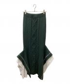 UN3D.アンスリード）の古着「ステッチケーブルアシメレイヤードスカート」｜グリーン