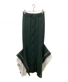 UN3D.（アンスリード）の古着「ステッチケーブルアシメレイヤードスカート」｜グリーン