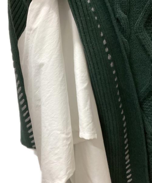 UN3D.（アンスリード）UN3D. (アンスリード) ステッチケーブルアシメレイヤードスカート グリーン サイズ:38 未使用品の古着・服飾アイテム