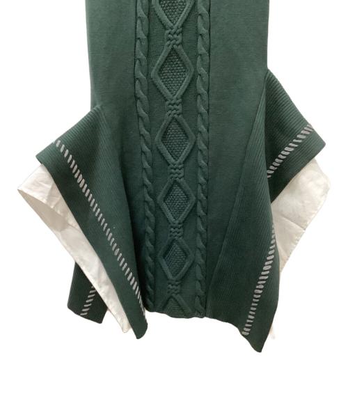 UN3D.（アンスリード）UN3D. (アンスリード) ステッチケーブルアシメレイヤードスカート グリーン サイズ:38 未使用品の古着・服飾アイテム