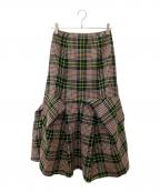 ENFOLDエンフォルド）の古着「チェックデザインスカート」｜ブラック×グリーン