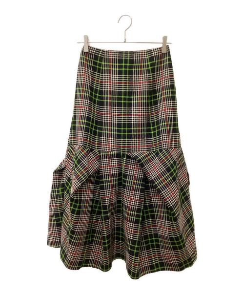 ENFOLD（エンフォルド）ENFOLD (エンフォルド) チェックデザインスカート ブラック×グリーン サイズ:36の古着・服飾アイテム
