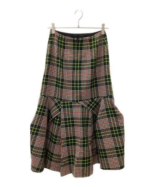 ENFOLD（エンフォルド）ENFOLD (エンフォルド) チェックデザインスカート ブラック×グリーン サイズ:36の古着・服飾アイテム