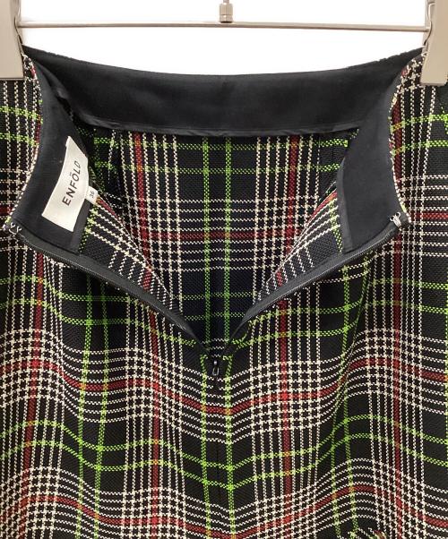ENFOLD（エンフォルド）ENFOLD (エンフォルド) チェックデザインスカート ブラック×グリーン サイズ:36の古着・服飾アイテム