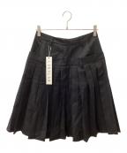 LONSLANロンスラン）の古着「ダブルウエストデザイン プリーツスカート」｜ブラック