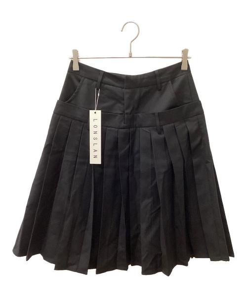 LONSLAN（ロンスラン）LONSLAN (ロンスラン) ダブルウエストデザイン プリーツスカート ブラック サイズ:Mの古着・服飾アイテム