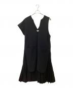 ENFOLDエンフォルド）の古着「ストレッチダブルクロスロングベスト」｜ブラック