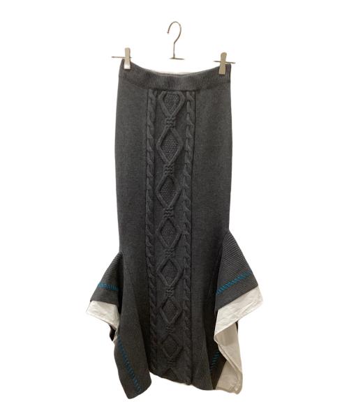 UN3D.（アンスリード）UN3D. (アンスリード) STITCH CABLE ASYMME LAYERED SK グレー サイズ:38の古着・服飾アイテム